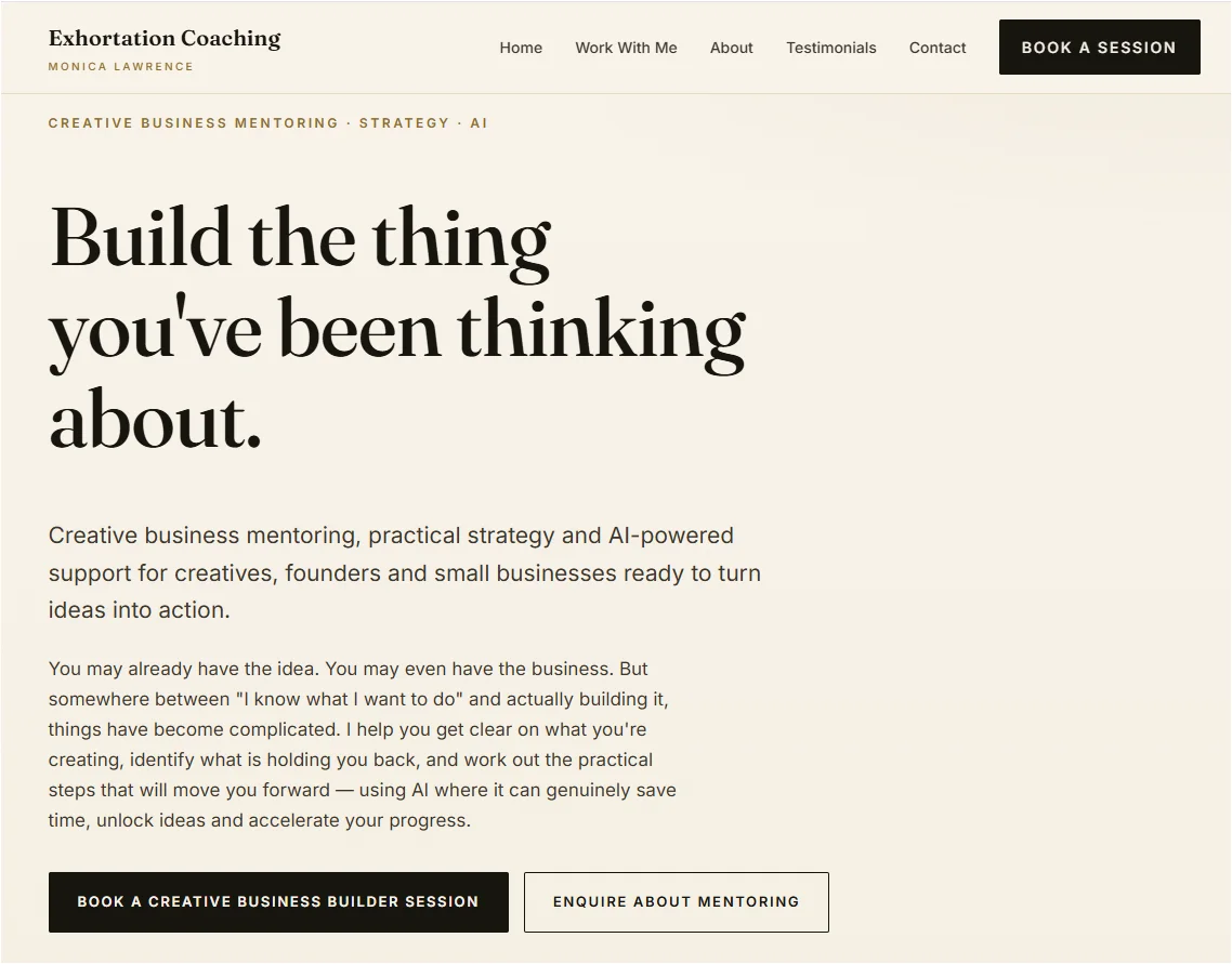Exhortation Coaching website